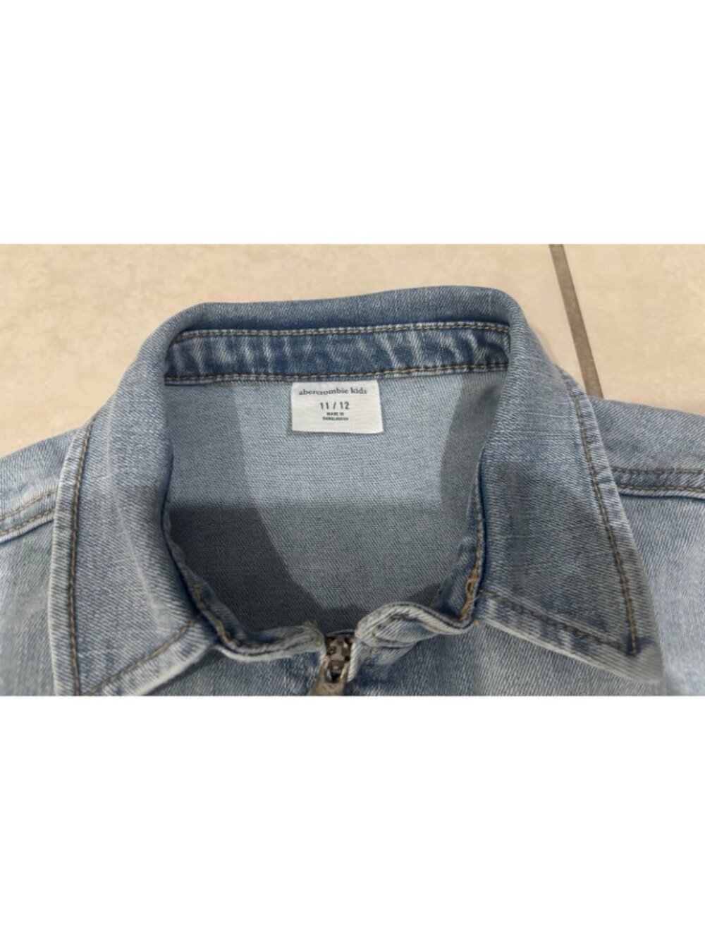 Abercrombie Kids Denim Dress Girl's Size 11/12 Blue Zipper Front 90s Kids - Picture 4 of 7